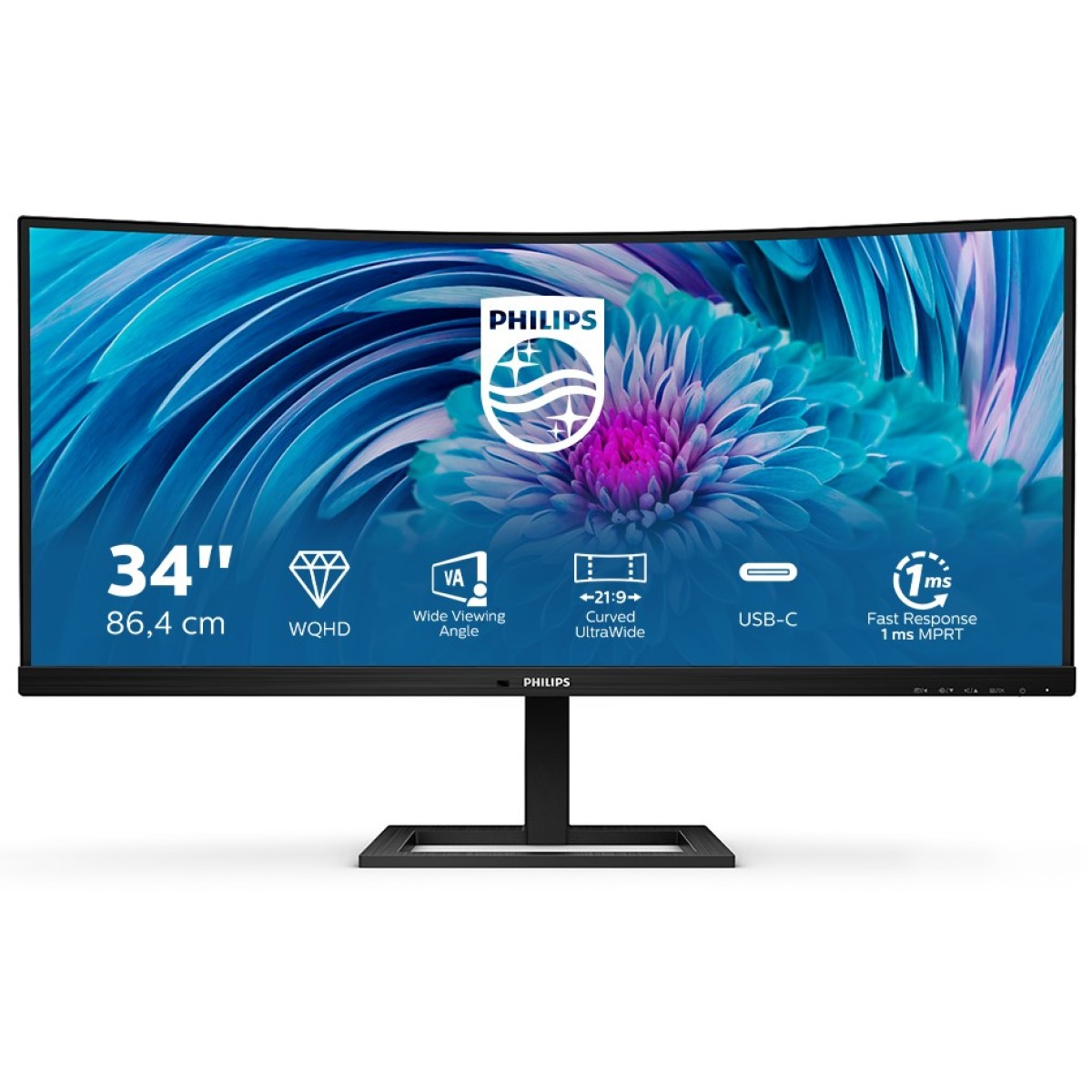 PHILIPS 346E2CUAE 34 Zoll Full-HD Curved Gaming Monitor (4 ms Reaktionszeit