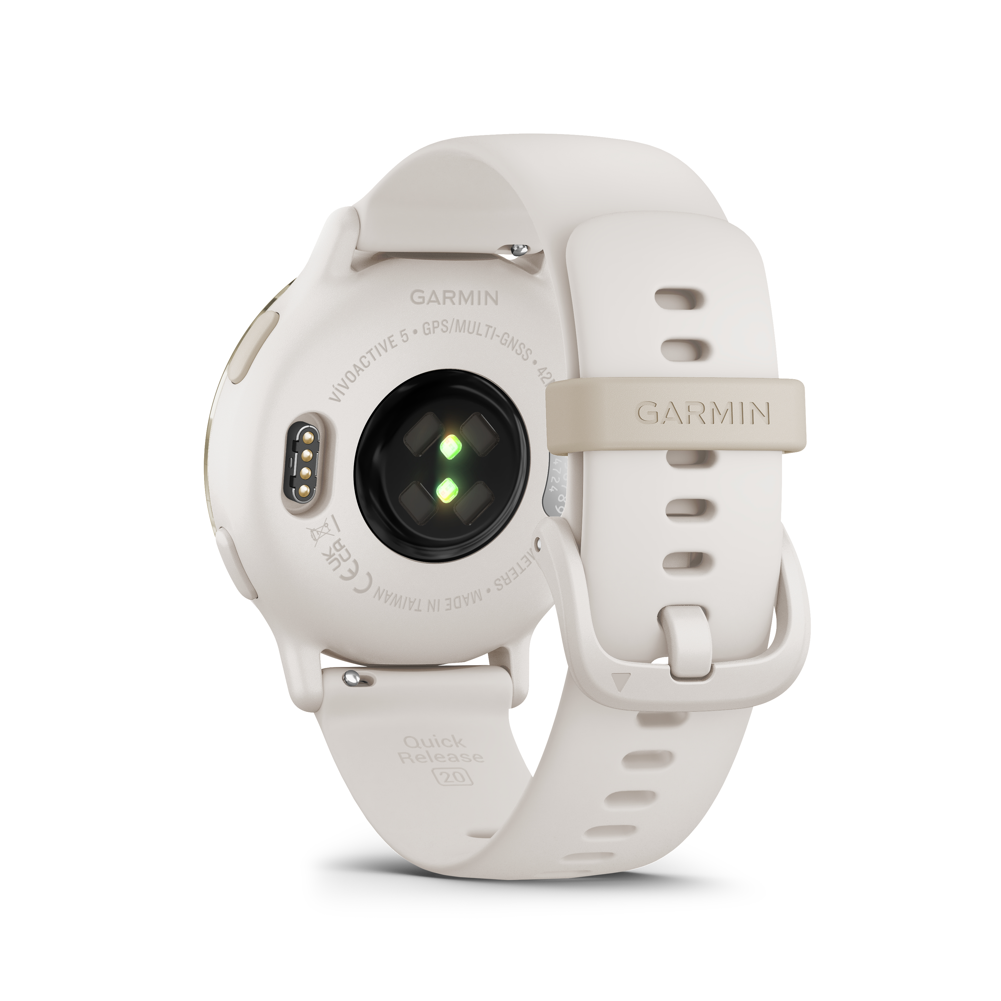 GARMIN VIVOACTIVE® 5 MUSIC Smartwatch faserverstärktes Polymer Silikon, 20mm, Elfenbein/Cremegold – Bild 5