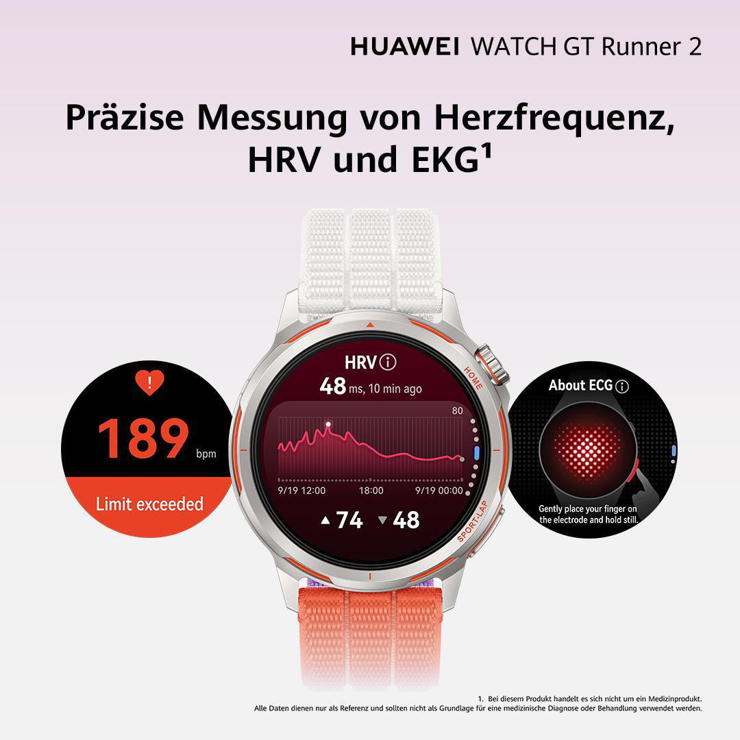 HUAWEI Watch GT Runner 2 Smartwatch Gewebe, 120-190 mm, Orange – Bild 5