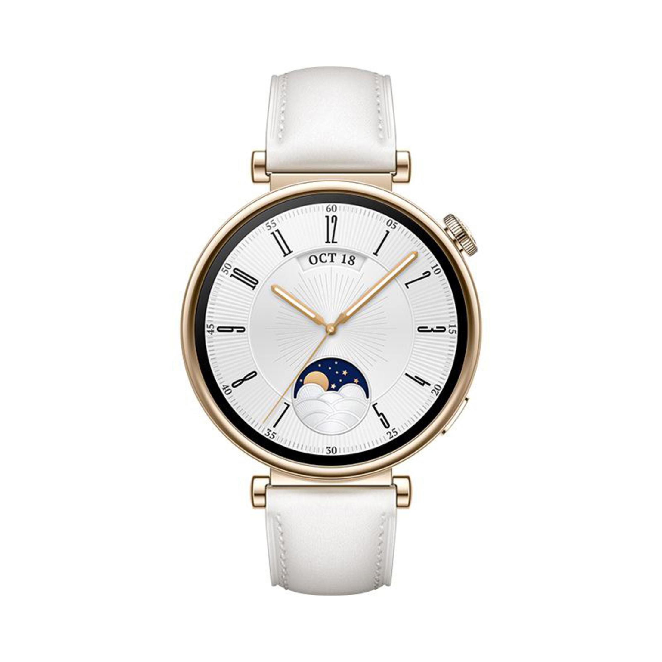 HUAWEI WATCH GT 4 41MM WHITE LEATHER STRAP Smartwatch Edelstahl Leder