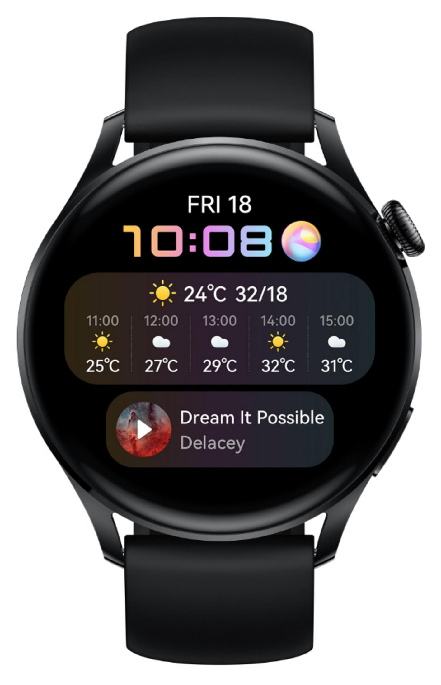 HUAWEI WATCH 3 ACTIVE GALILEO-L11E BLACK Smartwatch Keramik Fluoroelastomer