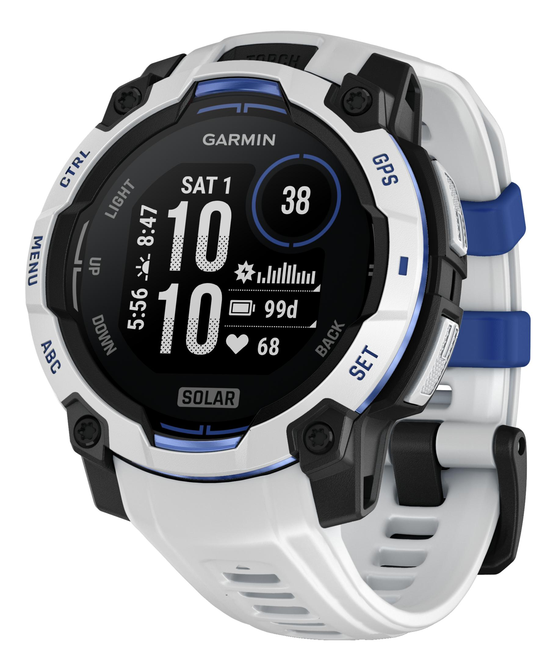 GARMIN INSTINCT 3 45MM SOLAR WHITESTONE/WHITE Multisport-Smartwatch Faserverstärktes Polymer Silikon