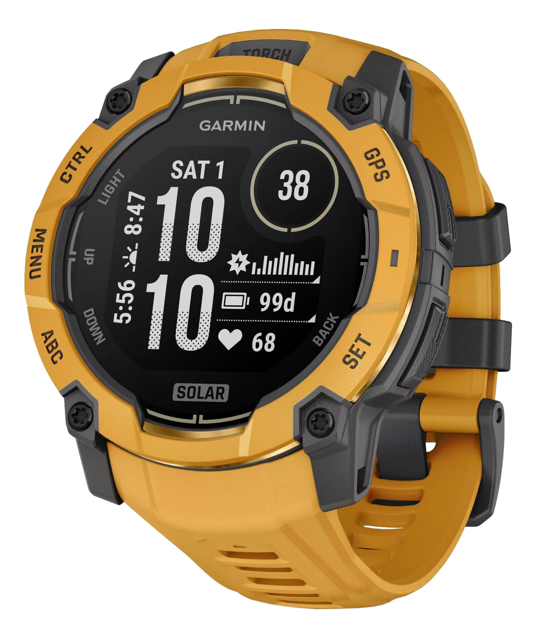 GARMIN INSTINCT 3 50MM SOLAR SUNBURST/GREY Multisport-Smartwatch Faserverstärktes Polymer Silikon