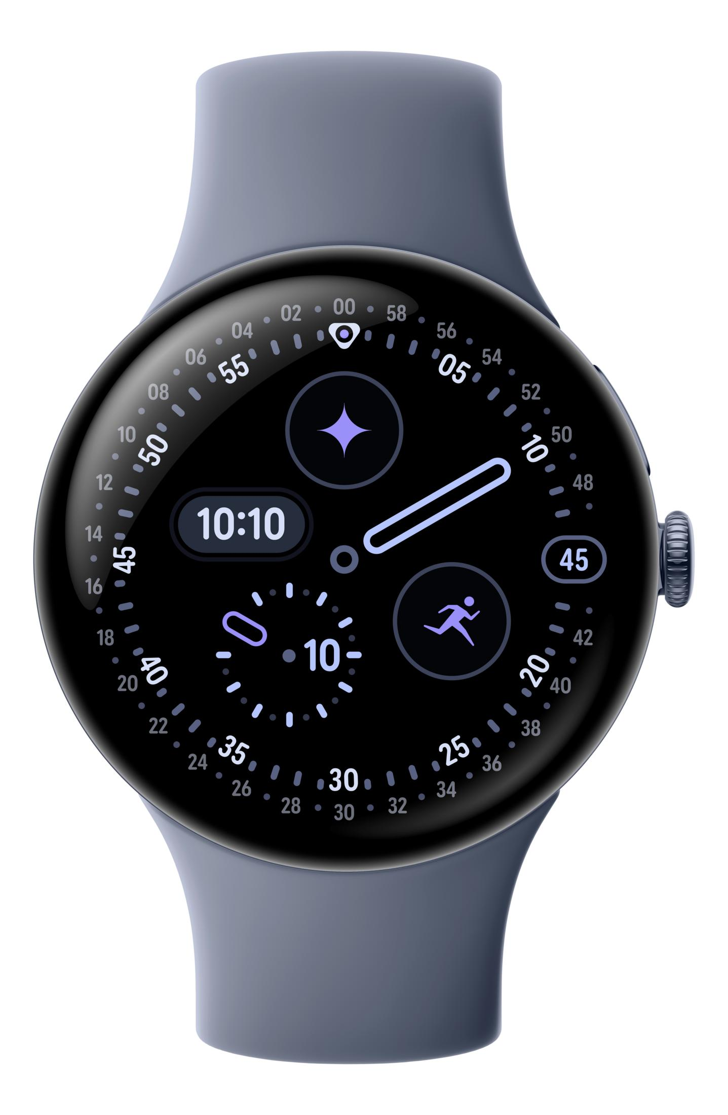 GOOGLE PIXEL WATCH 4 45MM MOONSTONE Smartwatch 100 % recyceltes Aluminium Fluorelastomer mit Soft-Touch-Beschichtung
